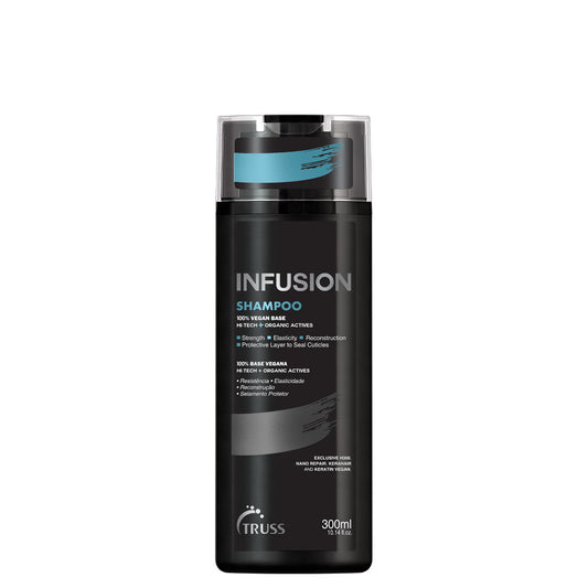 Infusion Shampoo Vegan Base Hi-tech Organic actives Strenght elasticity Reconstruction Protective layer seal cuticles